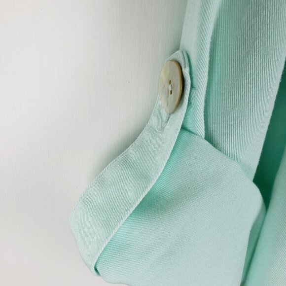 Soft Surroundings Fairmont Tunic Aqua Tencel V-Neck Button Trim Size Small - Picture 6 of 10
